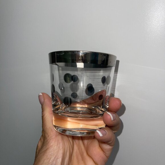 Dorothy Thorpe MCM Silver Rim Polka Dot Lowball Glasses Set of Four - Picture 5 of 11